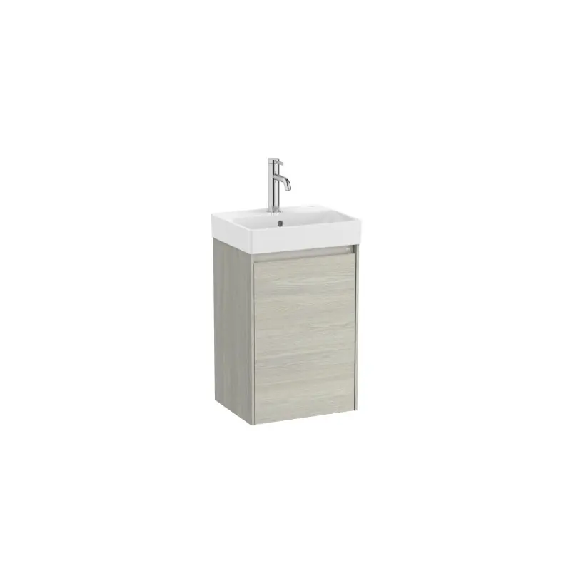 Meuble Ona Unik compact 1 porte + lave-mains en finecramic 400mm chêne blanchi réf A851677512 ROCA