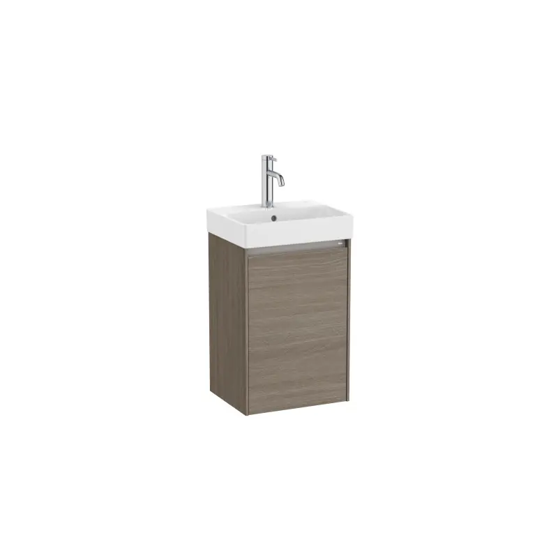 Meuble Ona Unik compact 1 porte + lave-mains en finecramic 400mm orme foncé réf A851677511 ROCA