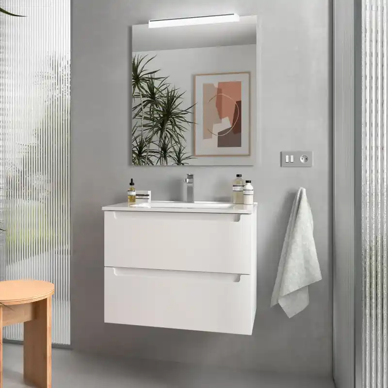 Meuble 60 cm MONTERREY 2 tiroirs White Cotton réf 81714 SALGAR