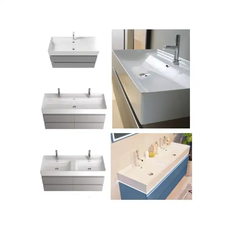 Plan vasque 60 cm Halo intégrés blanc brillant en céramique Touch réf 551900 Sanijura