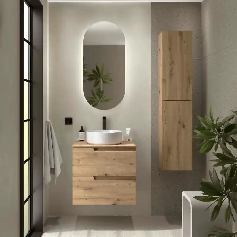 Meuble VIMA Chêne Montana 2 tiroirs 80 cm avec plan de toilette réf 117953 SALGAR