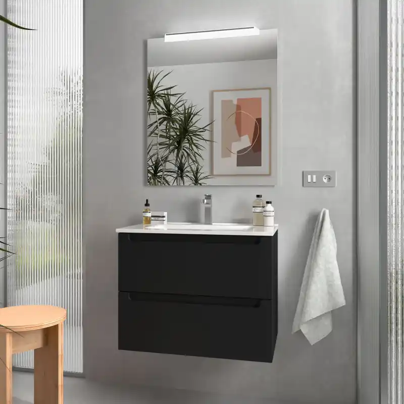 Meuble 70 cm MONTERREY 2 tiroirs noir velvet réf 96473 SALGAR