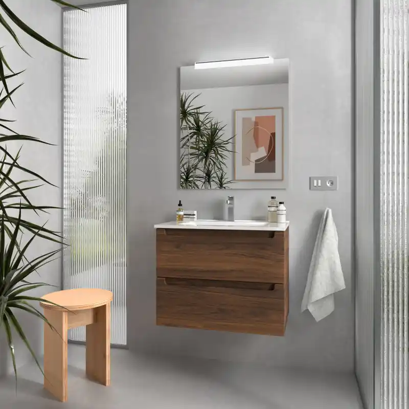 Meuble 80 cm MONTERREY 2 tiroirs noyer maya réf 102939 SALGAR