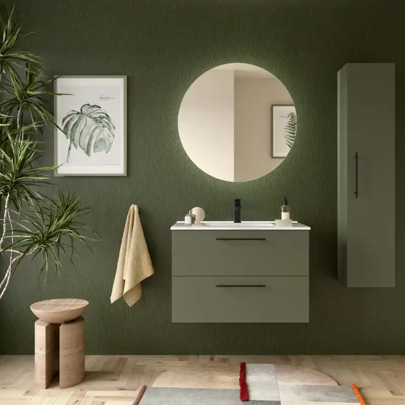 Meuble complet Silane 100 cm 2 tiroirs Vert Mat réf 118034 Salgar