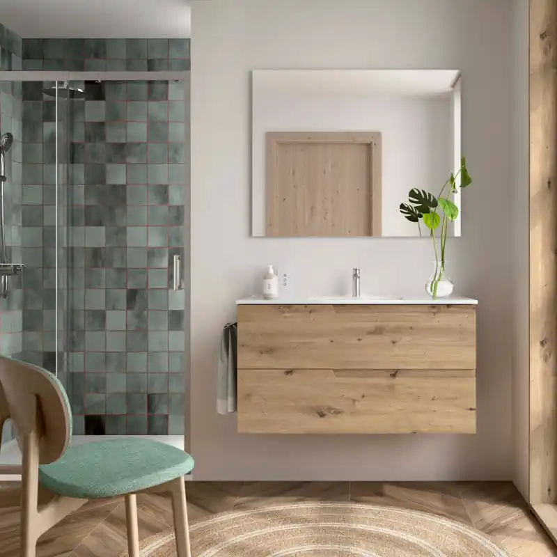 Meuble VIMA Chêne Montana 2 tiroirs 100 cm avec vasque réf 117942 SALGAR