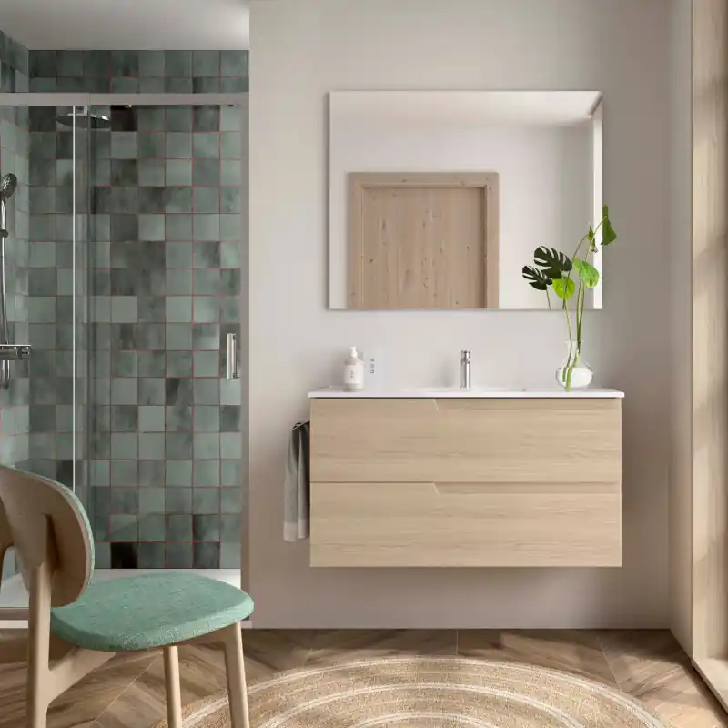 Meuble VIMA Chêne Sienna 2 tiroirs 100 cm avec vasque réf 117962 SALGAR