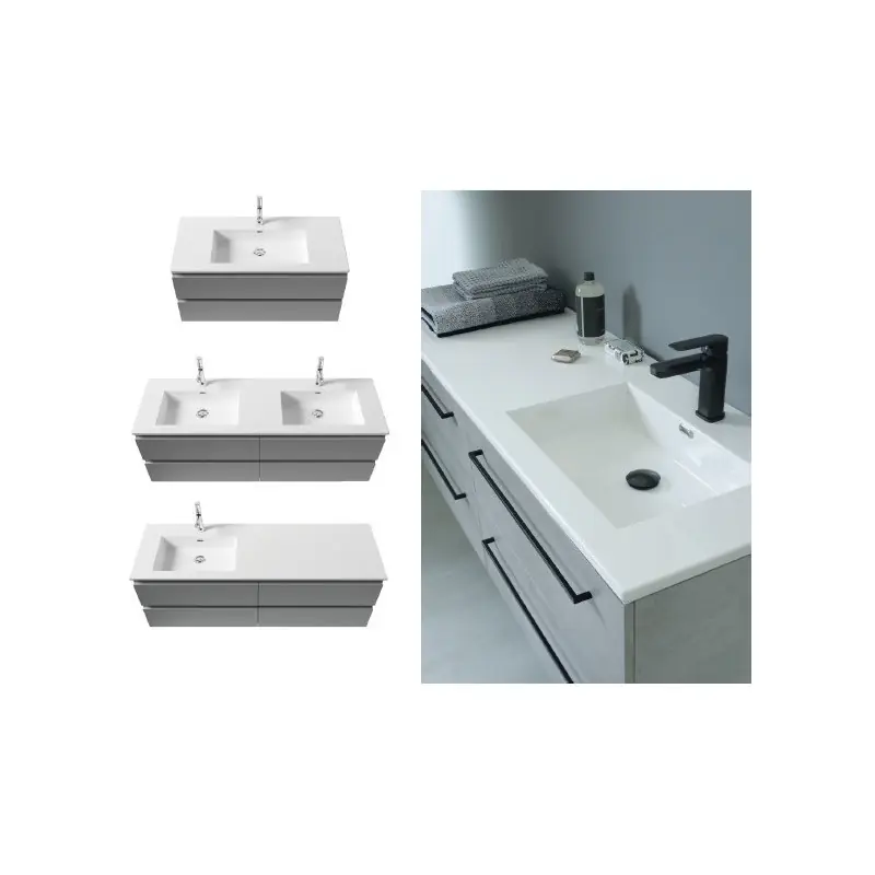 Plan vasque 60 cm Halo intégrés en céramique Urban couleur réf 551930 Sanijura