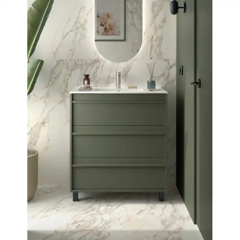 Meuble ATTILA 3 tiroirs 60 cm avec vasque, miroir et éclairage LED SALGAR