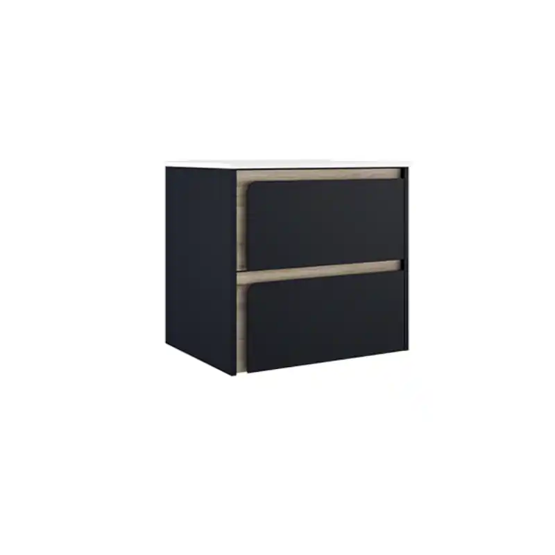 Meuble 2 tiroirs INDICO 100 cm Navy finition ALISO pour vasque à gauche réf 76796 VISOBath
