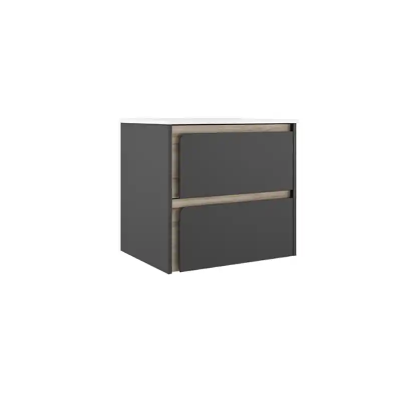Meuble 2 tiroirs INDICO 120 cm Ceniza finition ALISO pour vasque double réf 77962 VISOBath