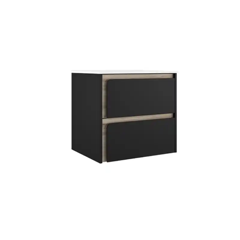 Meuble 2 tiroirs INDICO 120 cm Black finition ALISO pour vasque centrée réf 77969 VISOBath