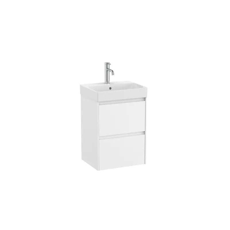 Meuble Ona Unik compact 2 tiroirs + lavabo en finecremaic 450mm blanc mat réf A851681509 ROCA