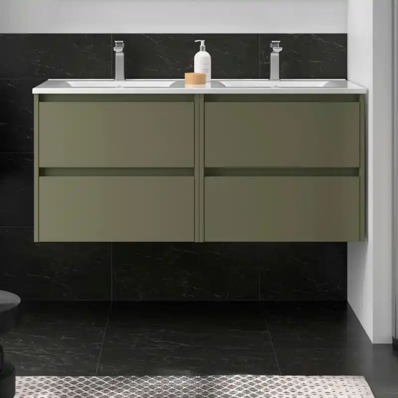 Meuble NOJA vert mat 4 tiroirs 120 cm avec vasque réf 106101 SALGAR
