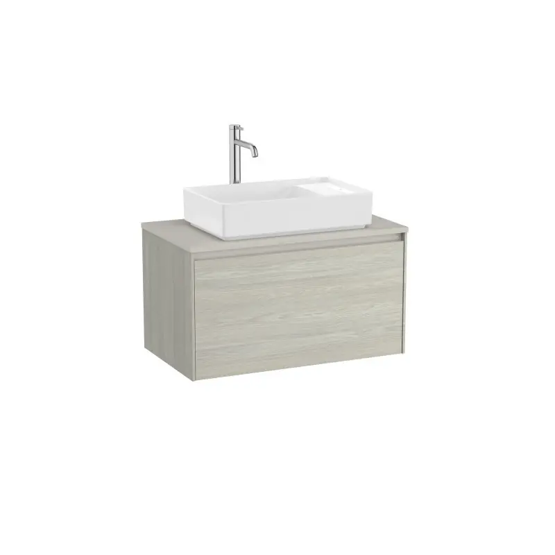 Meuble Ona 1 tiroir pour vasque à poser 800mm chêne blanchi réf A851724512 ROCA