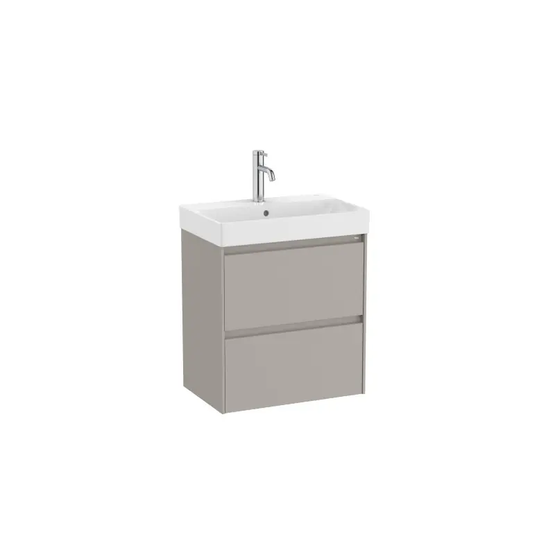 Meuble Ona Unik compact 2 tiroirs + lavabo en finecremaic 550mm gris mat réf A851683510 ROCA
