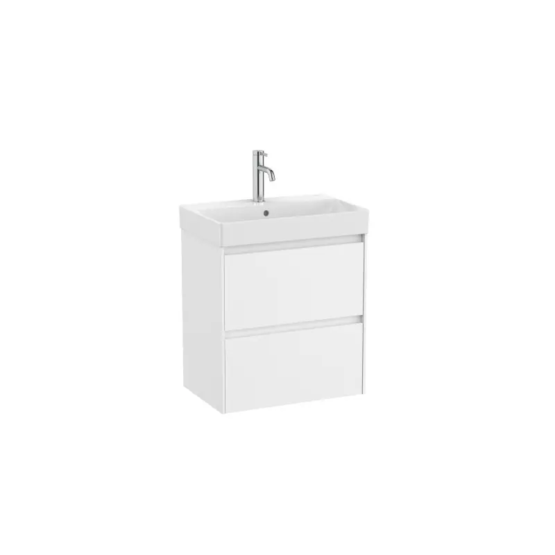 Meuble Ona Unik compact 2 tiroirs + lavabo en finecremaic 550mm blanc mat réf A851683509 ROCA