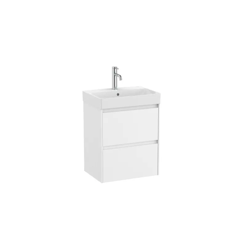 Meuble Ona Unik compact 2 tiroirs + lavabo en finecremaic 500mm blanc mat réf A851682509 ROCA
