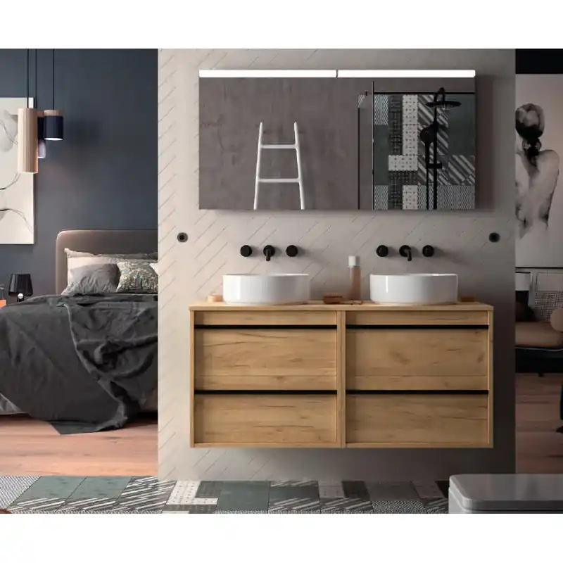 Meuble ATTILA 4 tiroirs 120 cm avec plan de toilette SALGAR