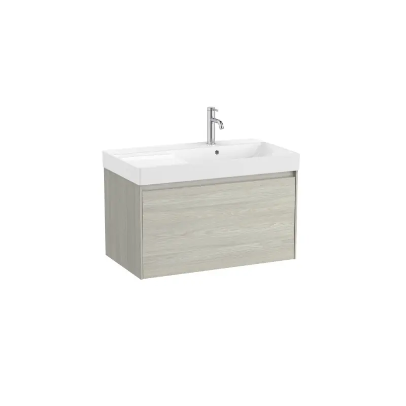 Meuble Ona Unik 1 tiroirs + lavabo en fineceramic droite 800mm chêne blanchi réf A851719512 ROCA