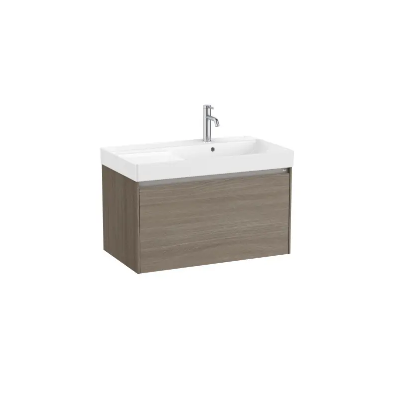 Meuble Ona Unik 1 tiroirs + lavabo en fineceramic droite 800mm orme foncé réf A851719511 ROCA
