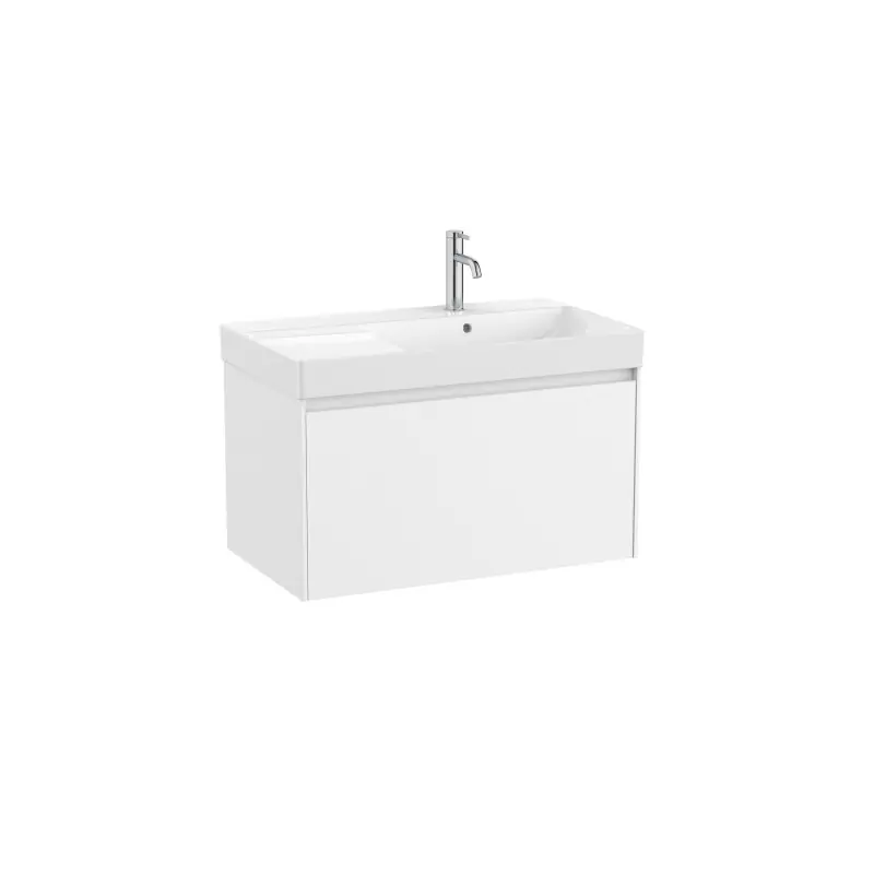 Meuble Ona Unik 1 tiroirs + lavabo en fineceramic droite 800mm blanc mat réf A851719509 ROCA