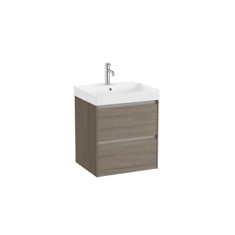 Meuble Ona Unik 2 tiroirs + lavabo en fineceramic 550mm orme foncé réf A851687511 ROCA