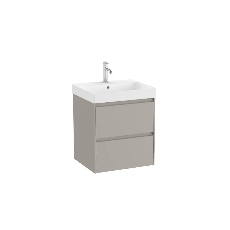 Meuble Ona Unik 2 tiroirs + lavabo en fineceramic 550mm gris mat réf A851687510 ROCA