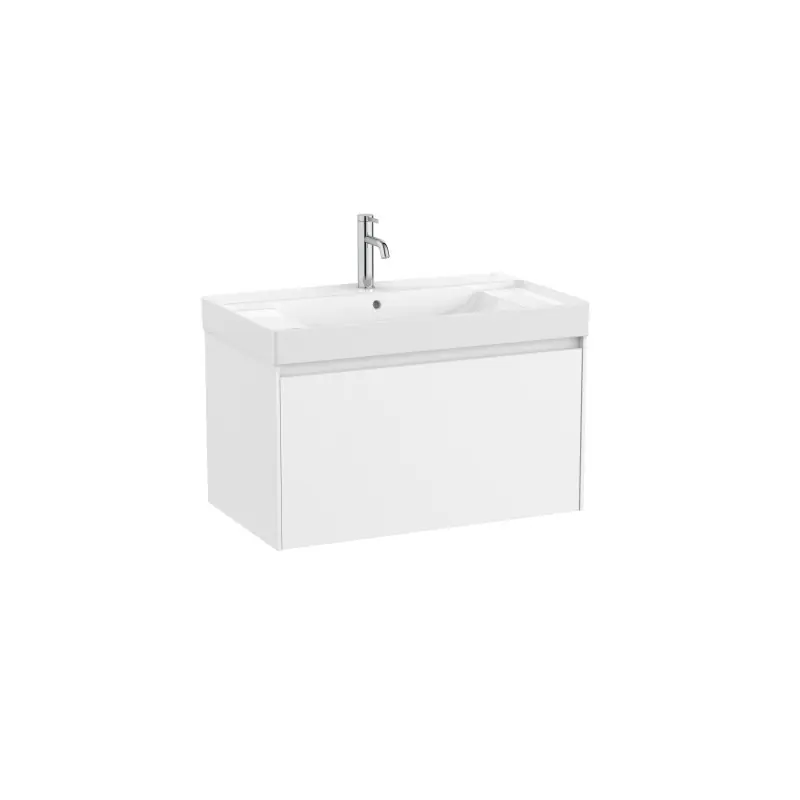 Meuble Ona Unik 1 tiroirs avec lavabo en finecremaic 800mm blanc mat réf A851685509 ROCA