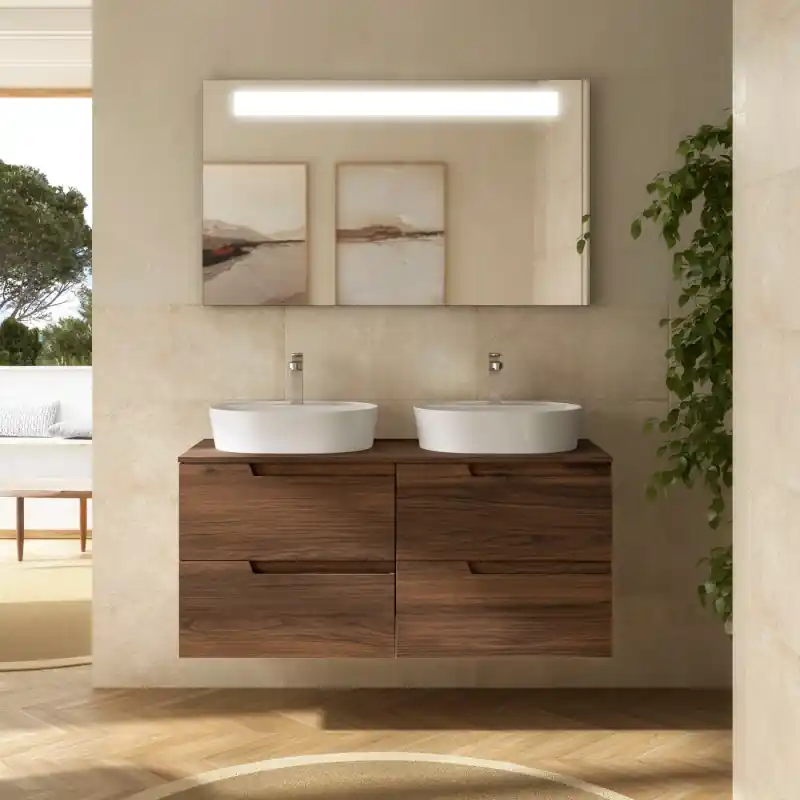Meuble VIMA Noyer Maya 4 tiroirs 120 cm avec plan de toilette réf 113507 SALGAR