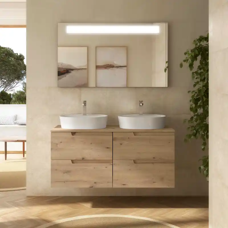 Meuble VIMA Chêne Montana 4 tiroirs 120 cm avec plan de toilette réf 117955 SALGAR