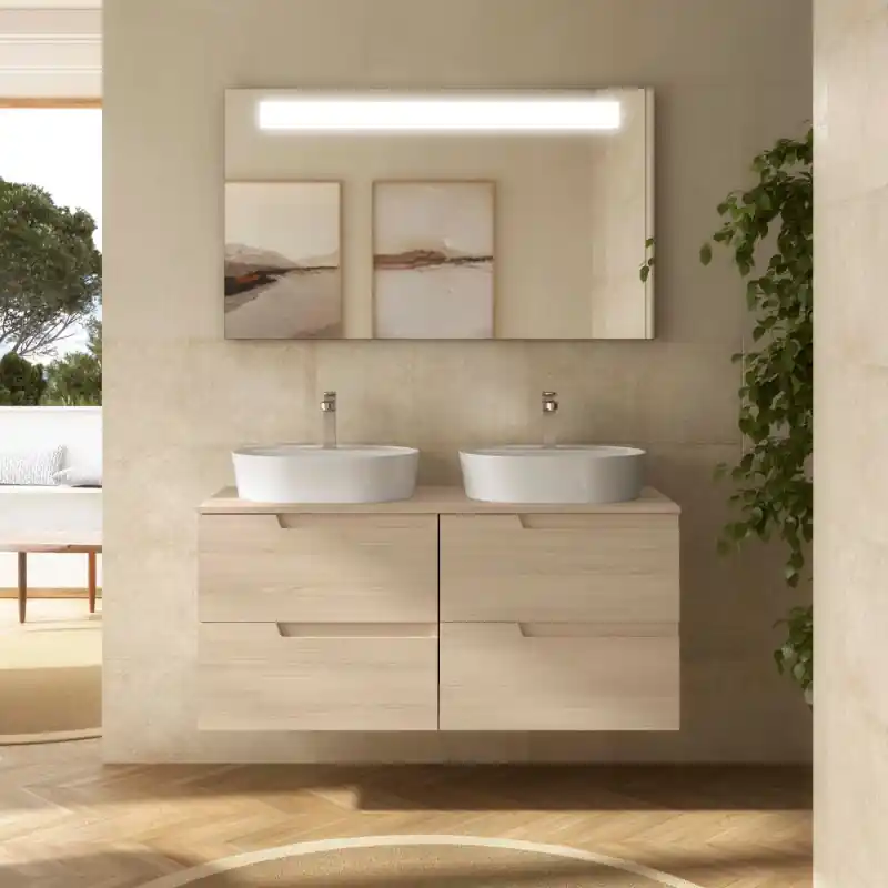 Meuble VIMA Chêne Sienna 4 tiroirs 120 cm avec plan de toilette réf 117967 SALGAR
