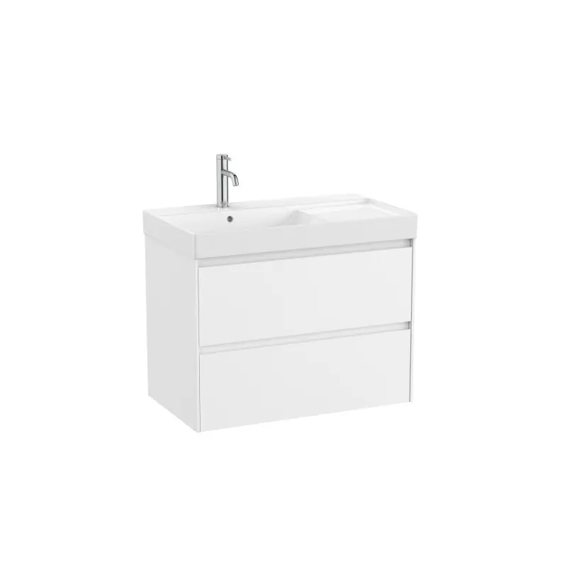 Meuble Ona Unik 2 tiroirs + lavabo en fineceramic gauche 800mm blanc mat réf A851692509 ROCA