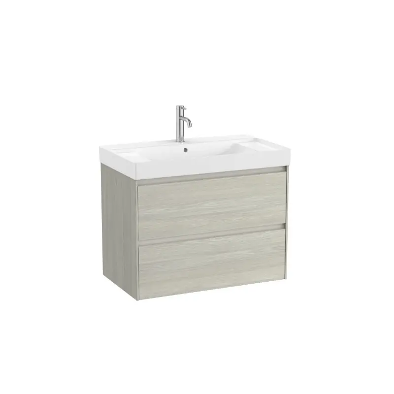 Meuble Ona Unik 2 tiroirs + lavabo en fineceramic 800mm chêne blanchi réf A851691512 ROCA
