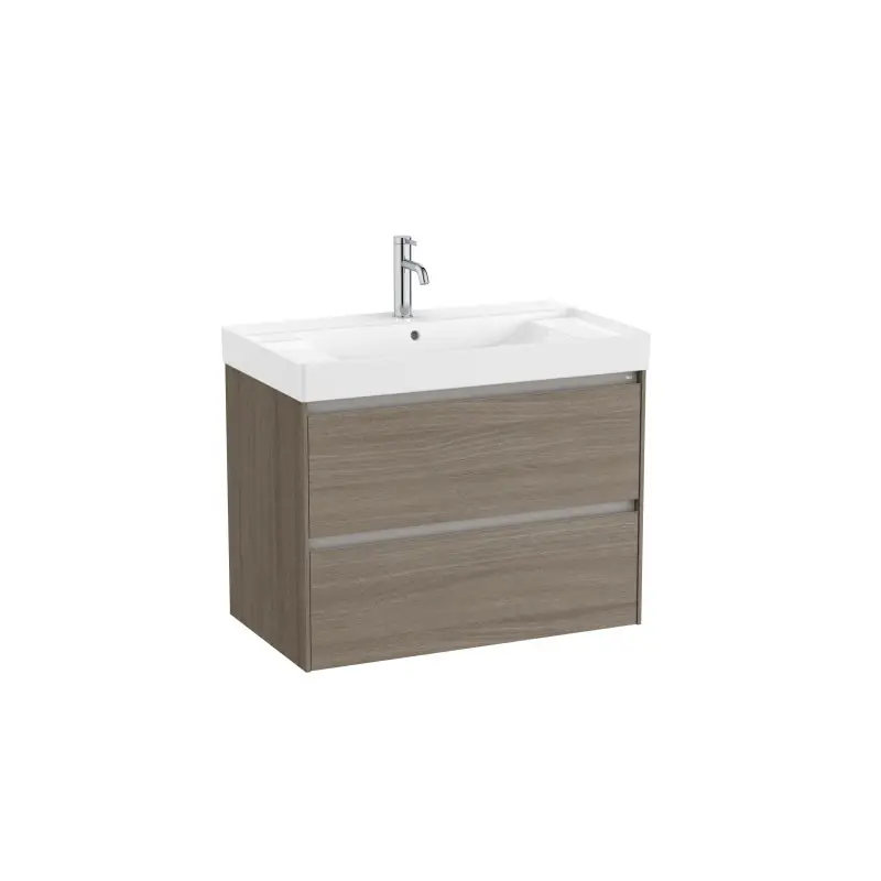 Meuble Ona Unik 2 tiroirs + lavabo en fineceramic 800mm orme foncé réf A851691511 ROCA