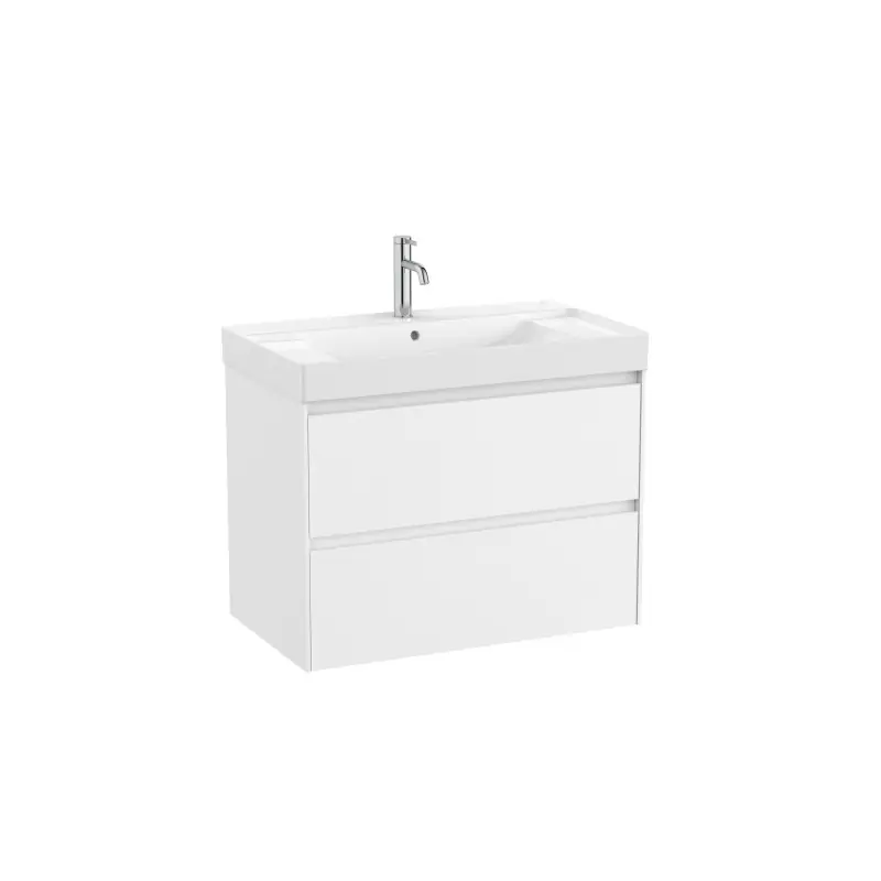 Meuble Ona Unik 2 tiroirs + lavabo en fineceramic 800mm blanc mat réf A851691509 ROCA