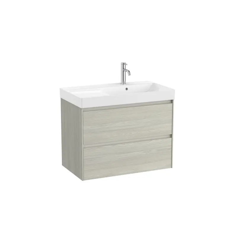 Meuble Ona Unik 2 tiroirs + lavabo en fineceramic droite 800mm chêne blanchi réf A851690512 ROCA