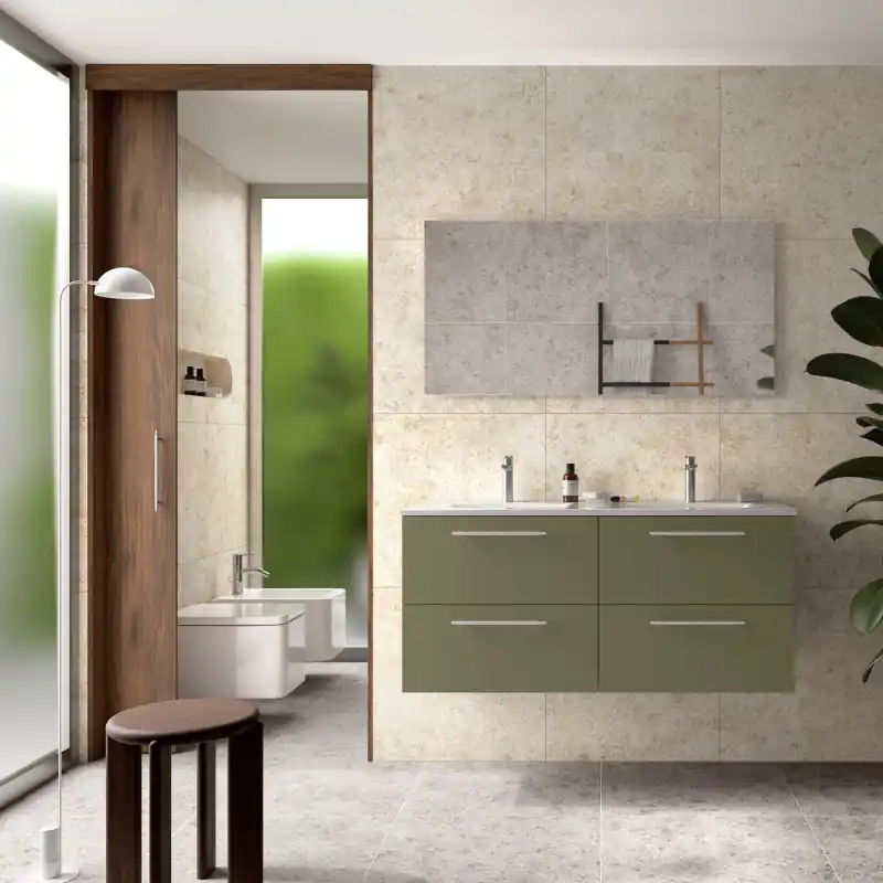 Meuble complet Silane 120 cm 4 tiroirs Vert Mat réf 118039 Salgar