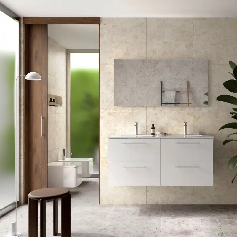 Meuble complet Silane 120 cm 4 tiroirs Blanc Mat réf 118038 Salgar