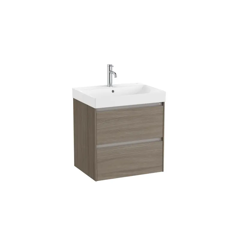 Meuble Ona Unik 2 tiroirs + lavabo en fineceramic 600mm orme foncé réf A851688511 ROCA