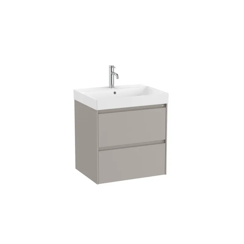 Meuble Ona Unik 2 tiroirs + lavabo en fineceramic 600mm gris mat réf A851688510 ROCA