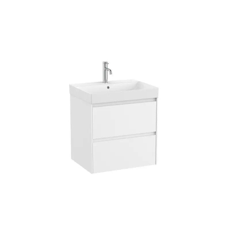 Meuble Ona Unik 2 tiroirs + lavabo en fineceramic 600mm blanc mat réf A851688509 ROCA