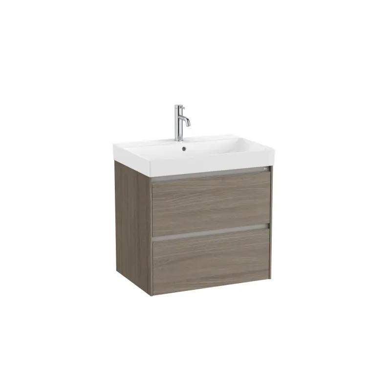 Meuble Ona Unik 2 tiroirs + lavabo en fineceramic 650mm orme foncé réf A851689511 ROCA