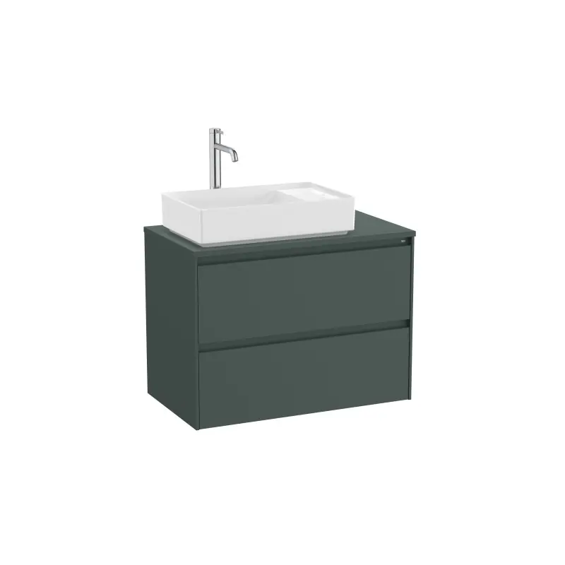 Meuble Ona 2 tiroirs pour vasque à poser gauche 800mm vert mat réf A851729513 ROCA