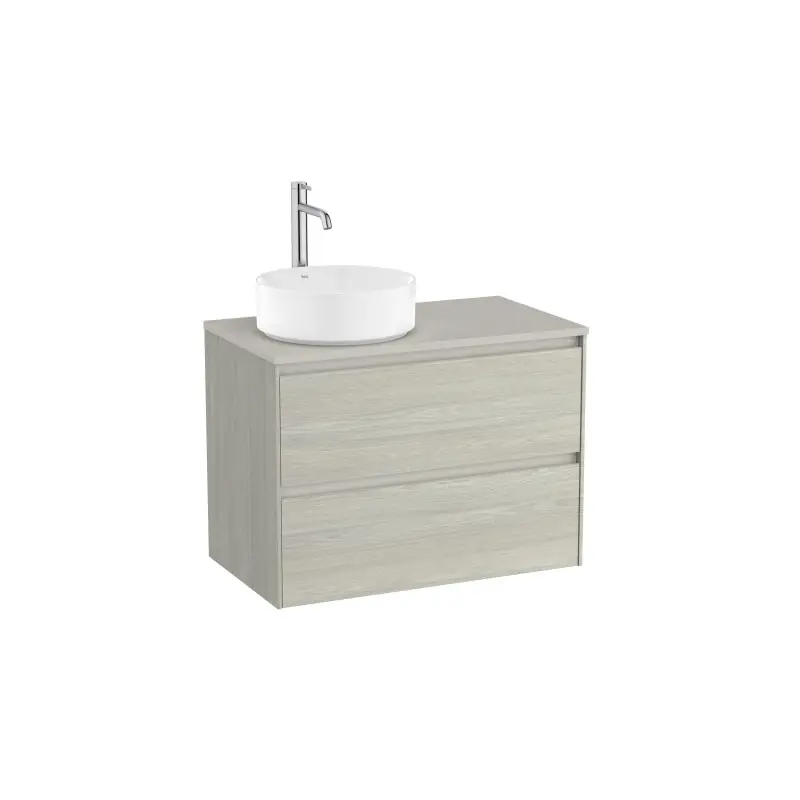 Meuble Ona 2 tiroirs pour vasque à poser gauche 800mm chêne blanchi réf A851729512 ROCA