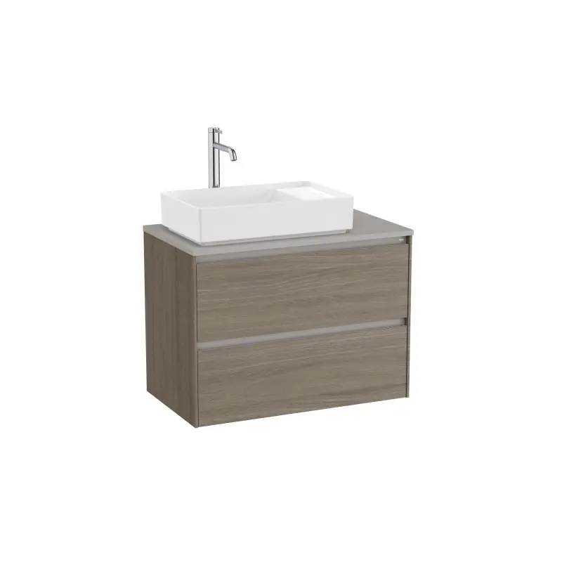 Meuble Ona 2 tiroirs pour vasque à poser gauche 800mm orme foncé réf A851729511 ROCA