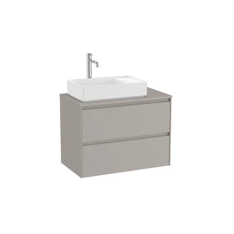 Meuble Ona 2 tiroirs pour vasque à poser gauche 800mm gris mat réf A851729510 ROCA