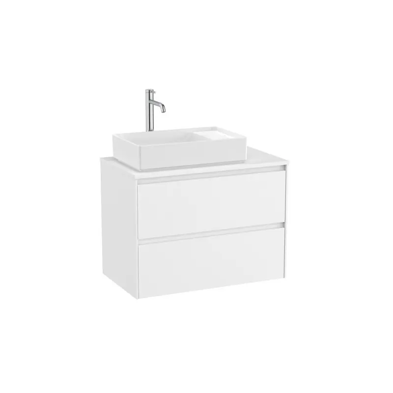Meuble Ona 2 tiroirs pour vasque à poser gauche 800mm blanc mat réf A851729509 ROCA