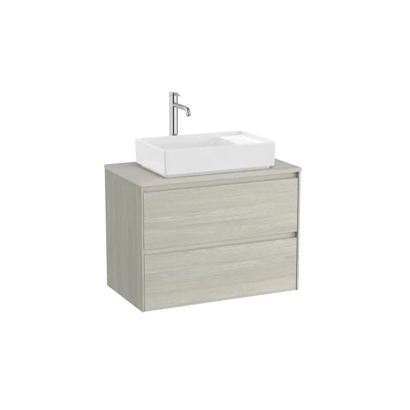 Meuble Ona 2 tiroirs pour vasque à poser 800mm chêne blanchi réf A851728512 ROCA