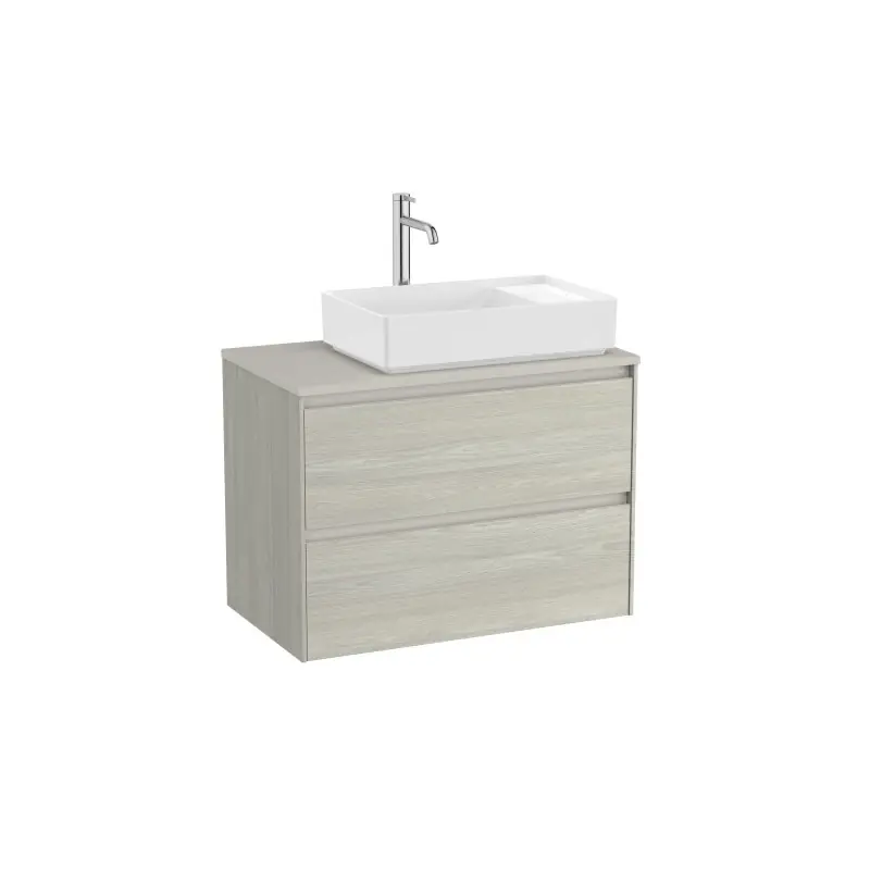 Meuble Ona 2 tiroirs pour vasque à poser droite 800mm chêne blanchi réf A851727512 ROCA