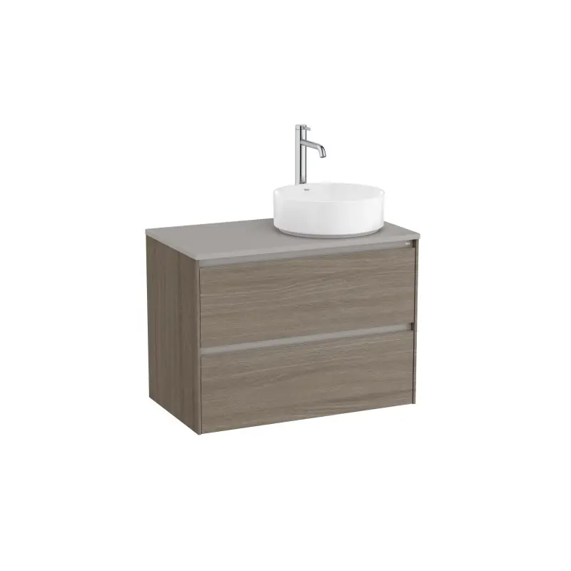 Meuble Ona 2 tiroirs pour vasque à poser droite 800mm orme foncé réf A851727511 ROCA